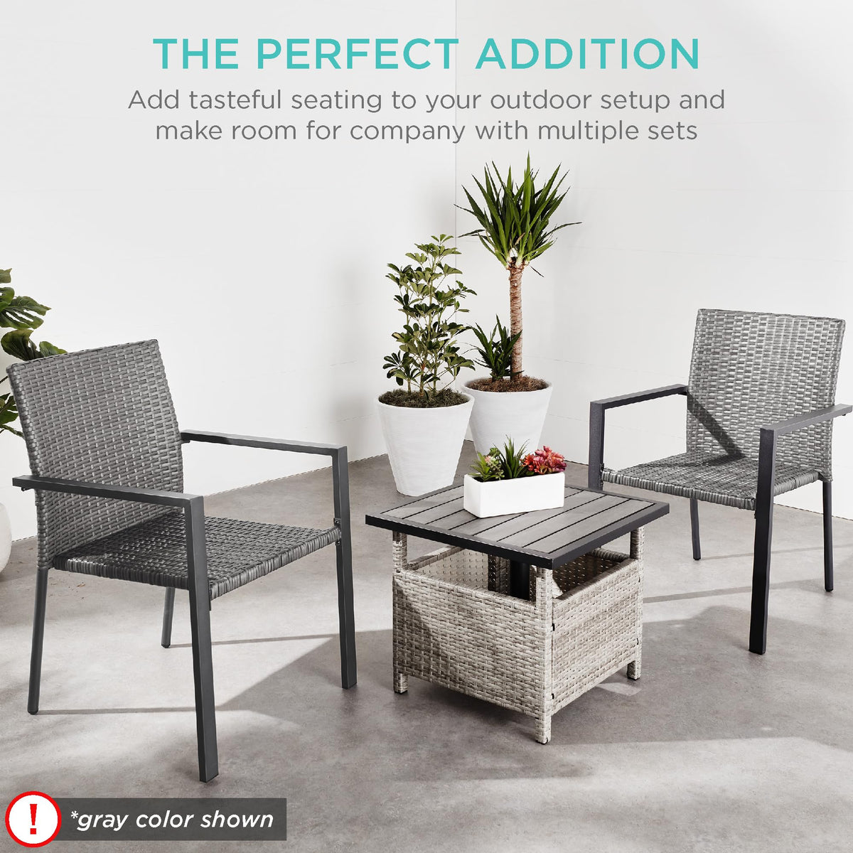 Set of 2 Stackable Outdoor Wicker Dining Chairs P80764