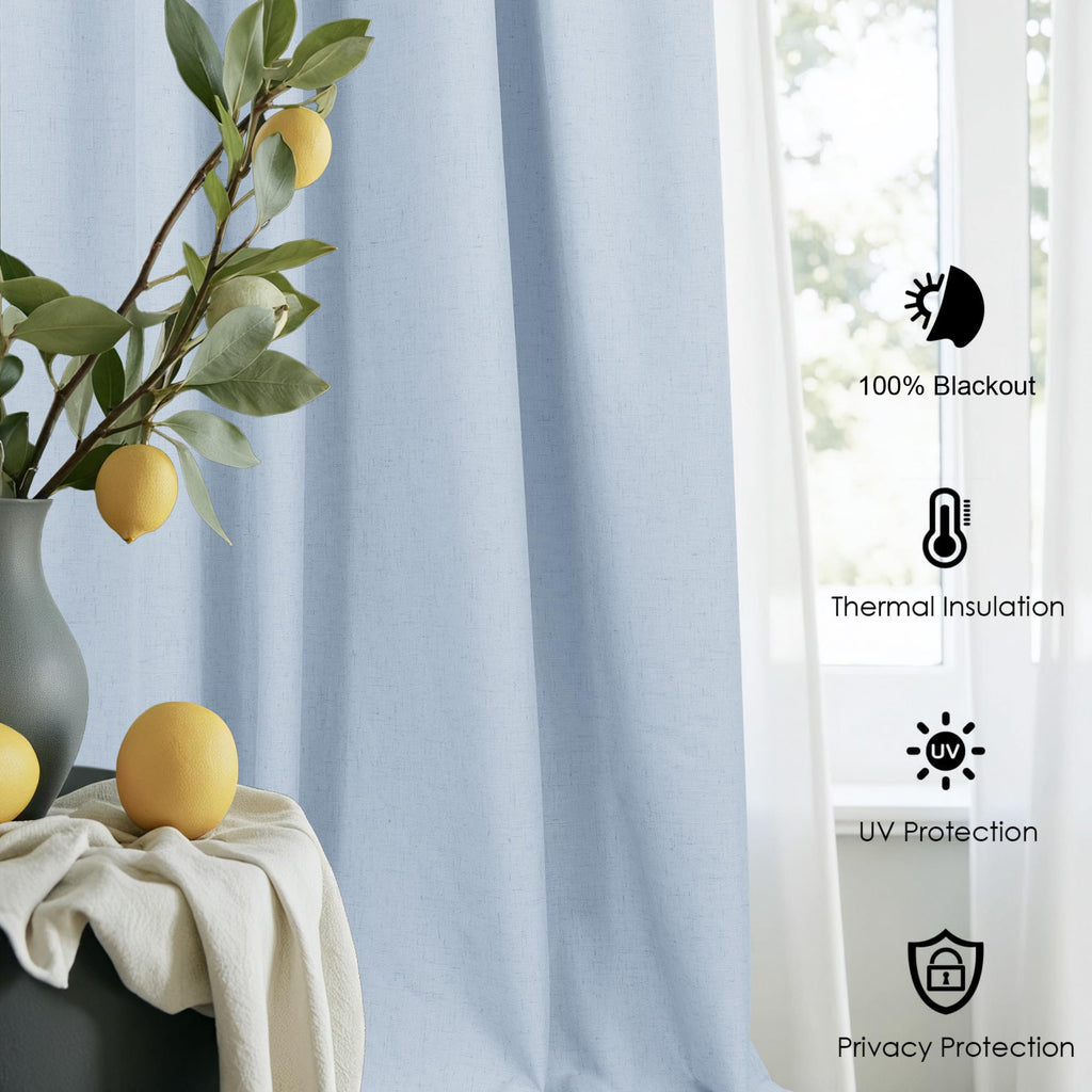 Light Blue Linen 108 Inch 2 Panel Curtain Set F103537