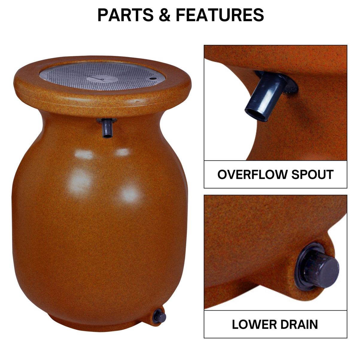Beige 50 gal Stone-Look Rain Barrel with Brass Spigot F88425