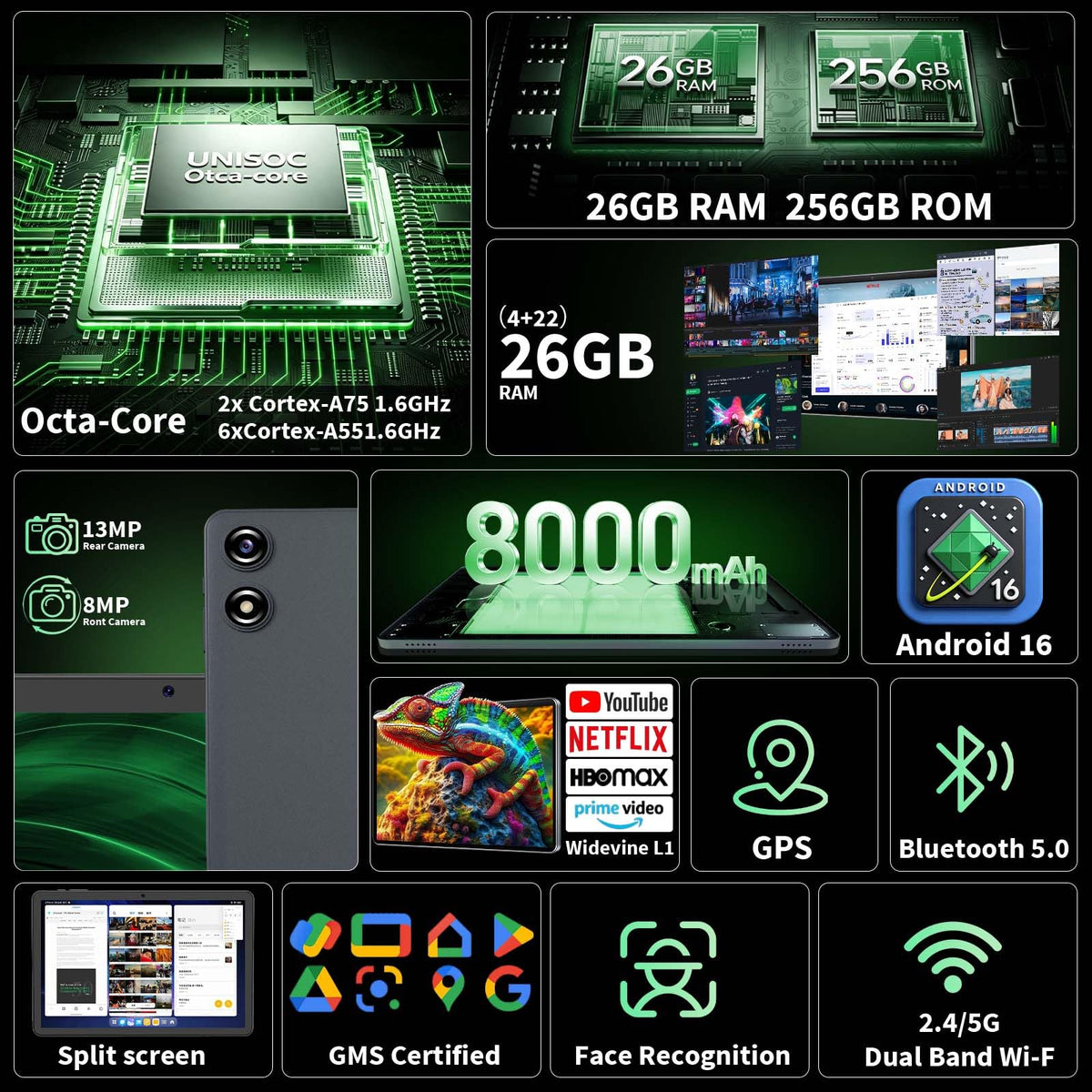 Android 16 Tablet with Keyboard K541731