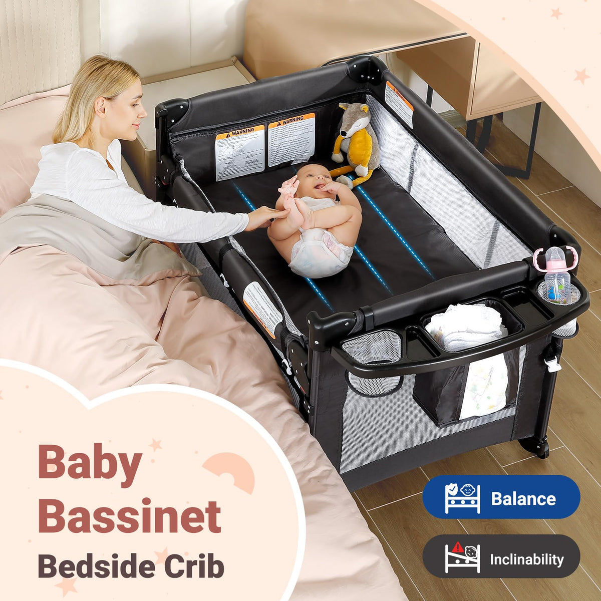 5 in 1 Adjustable Foldable Playard with Changing Table B351