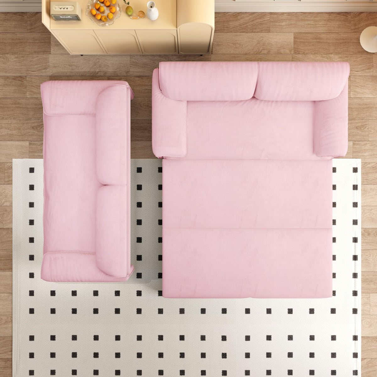 Queen Size Pink Velvet Convertible Futon Sofa Bed R3394