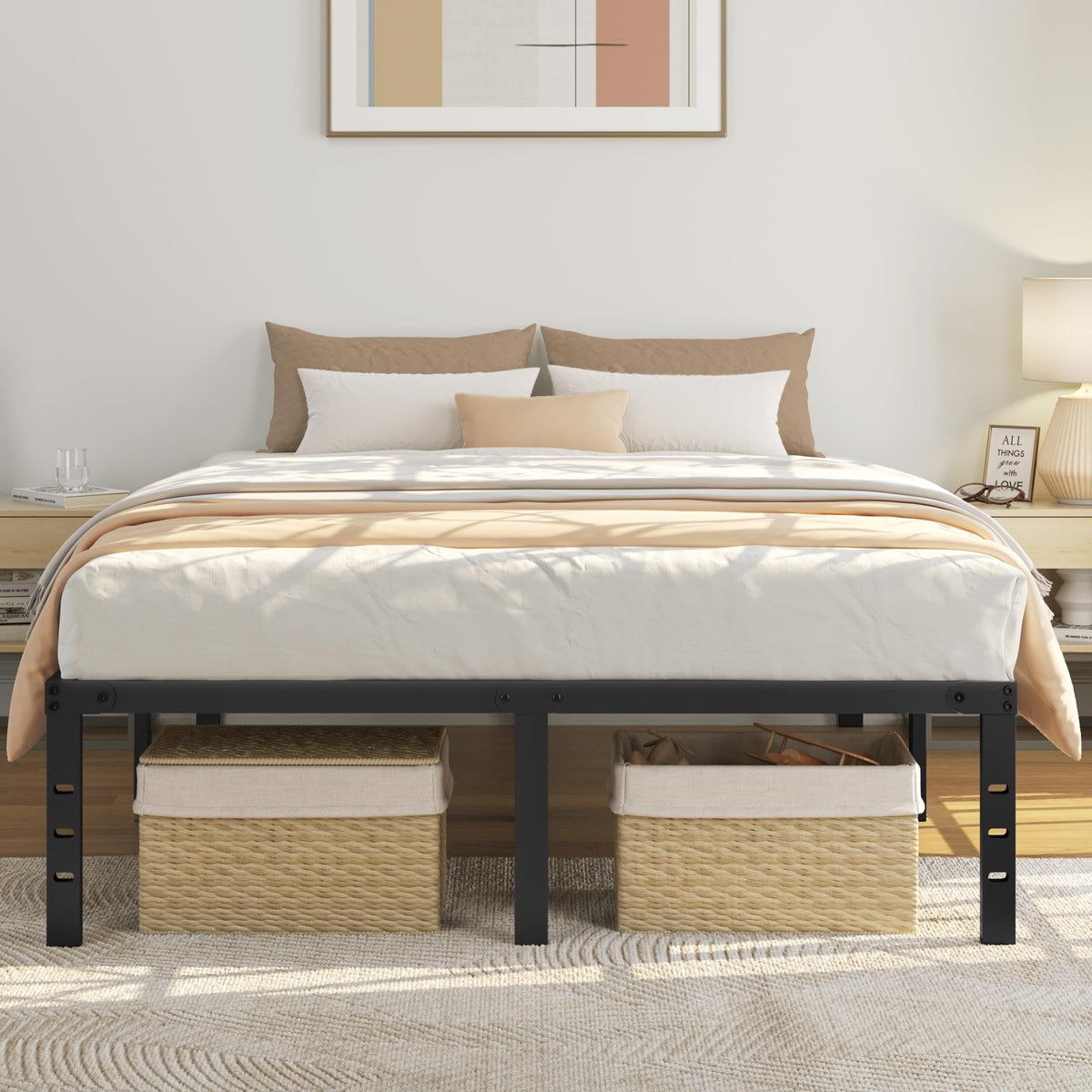 14 Inch Queen Size Black Metal Platform Bed Frame M32354