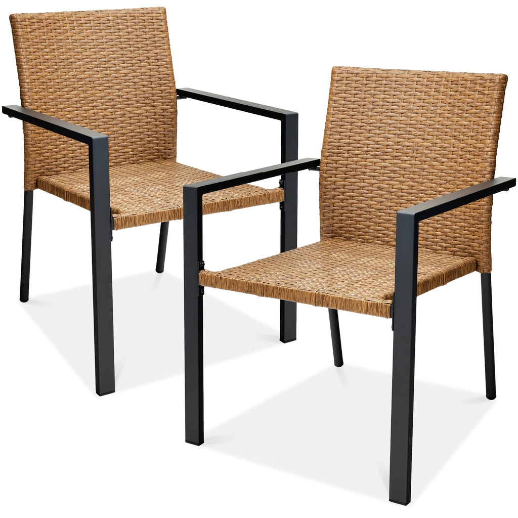 Set of 2 Stackable Outdoor Wicker Dining Chairs P80764