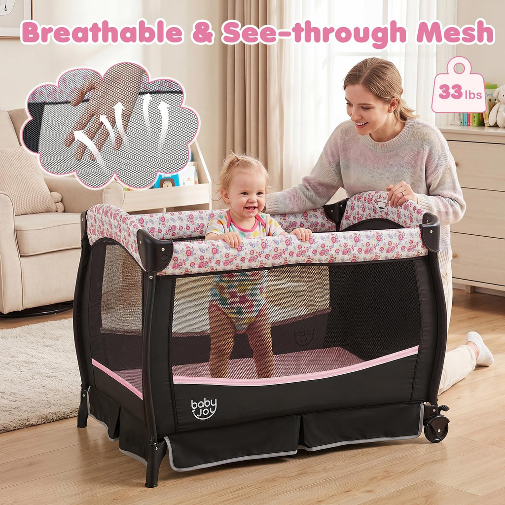 4 in 1 Pack and Play Portable Baby Playard with Bassinet J170