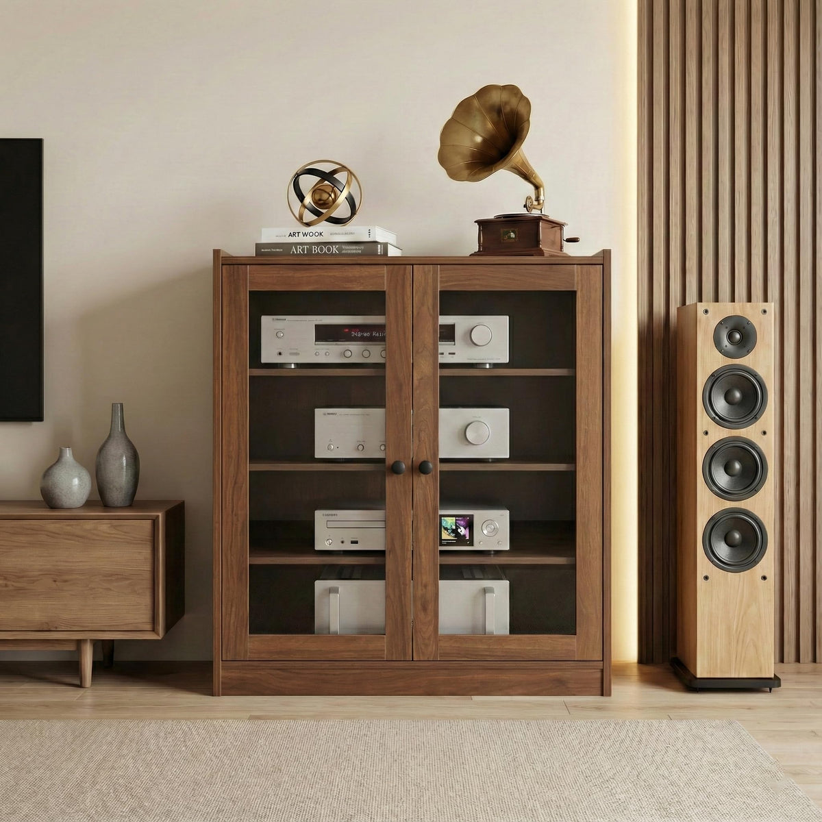 Audio Stereo Cabinet with Glass Doors Z21909