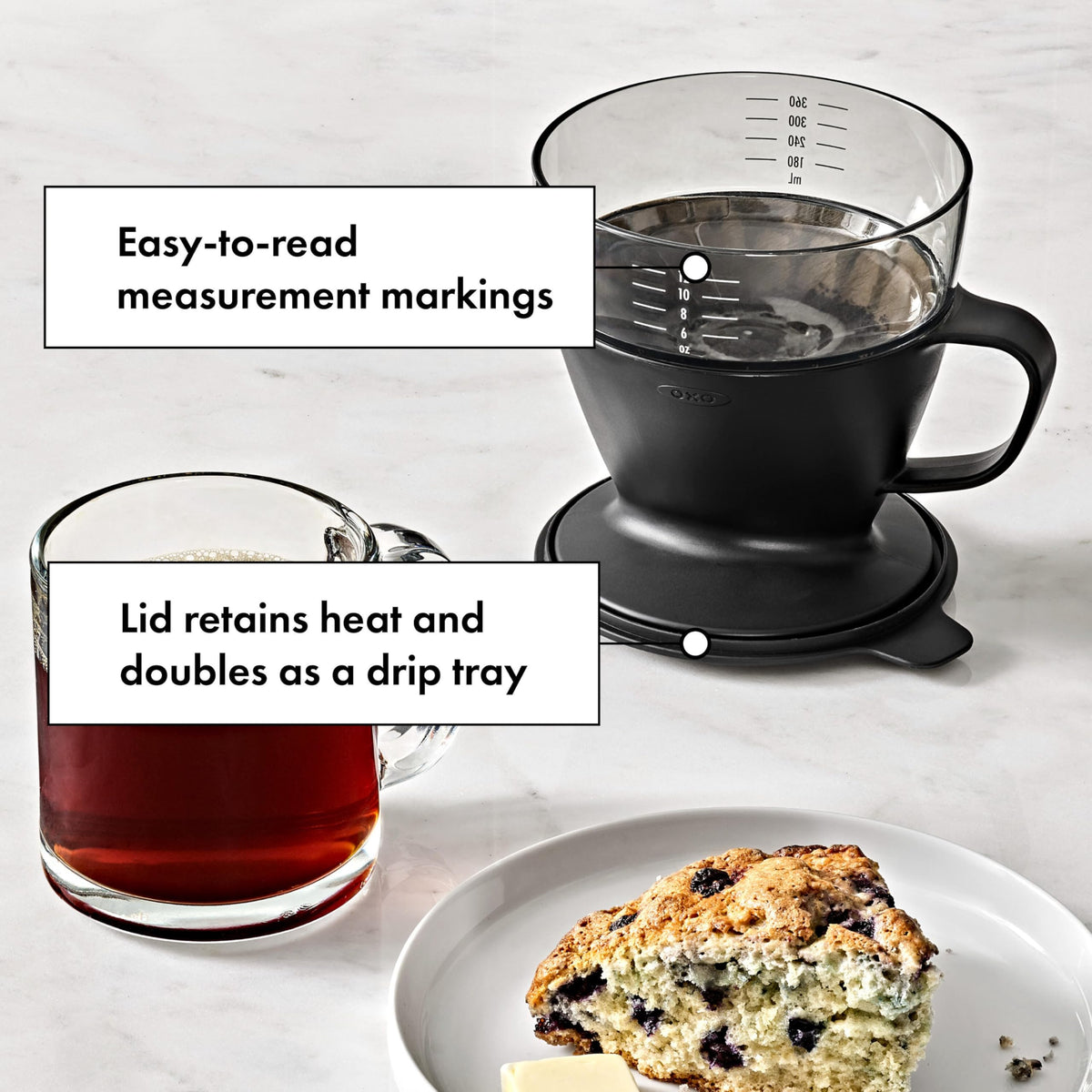 Single Serve Pour-Over Coffee Maker 12 oz Matte Black J80469