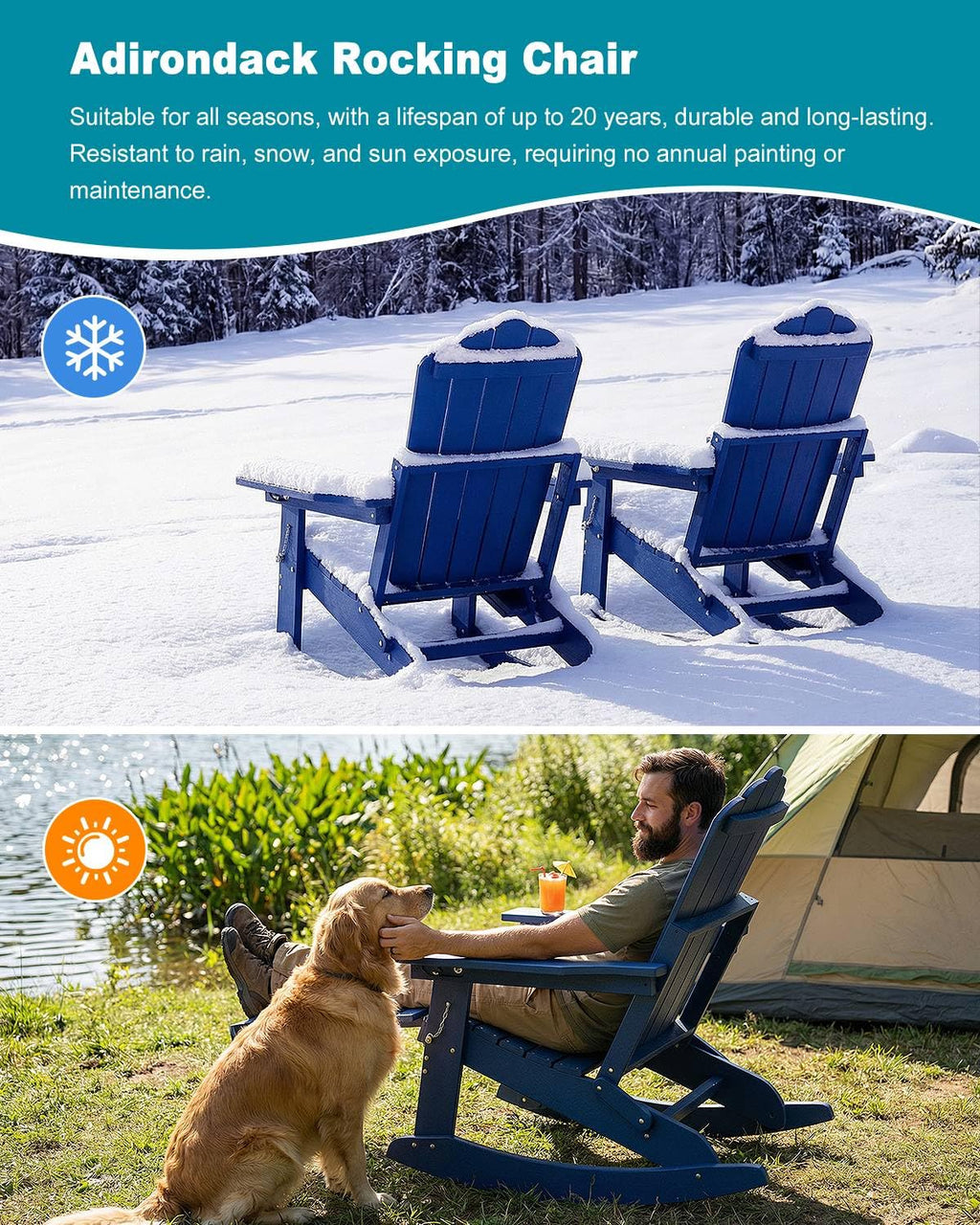Folding Adirondack Rocking Chair with Ottoman P9803