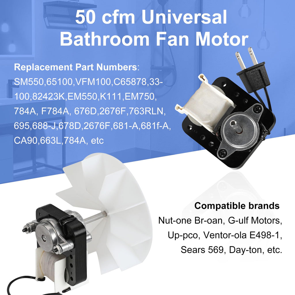 Bathroom Exhaust Fan Motor Replacement Kit 50CFM 120V Q68757