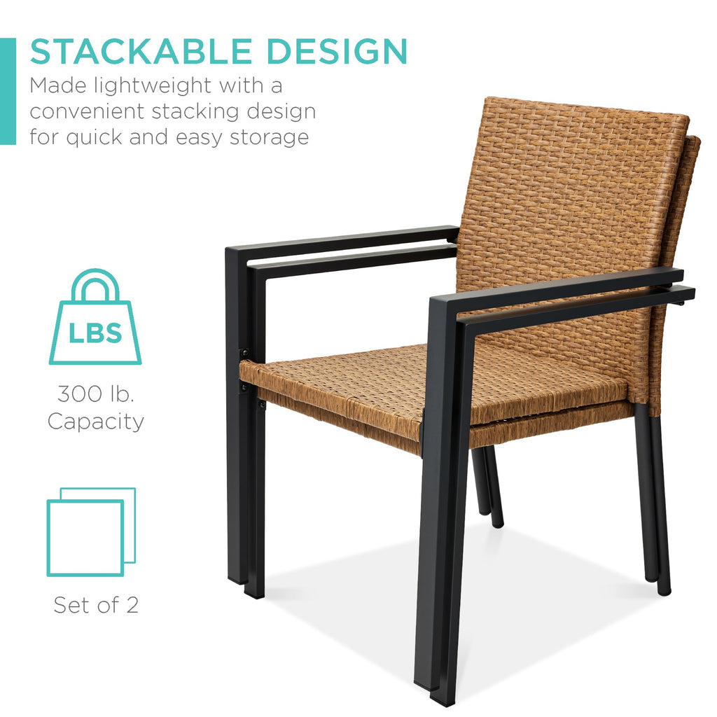 Set of 2 Stackable Outdoor Wicker Dining Chairs P80764