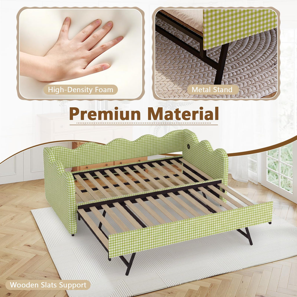 Twin Size Upholstered Daybed with Pop Up Trundle F8187