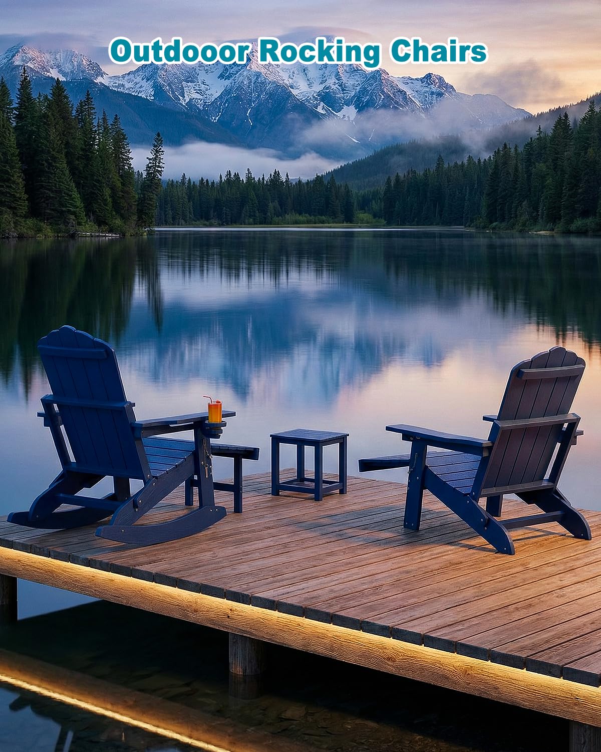 Folding Adirondack Rocking Chair with Ottoman P9803