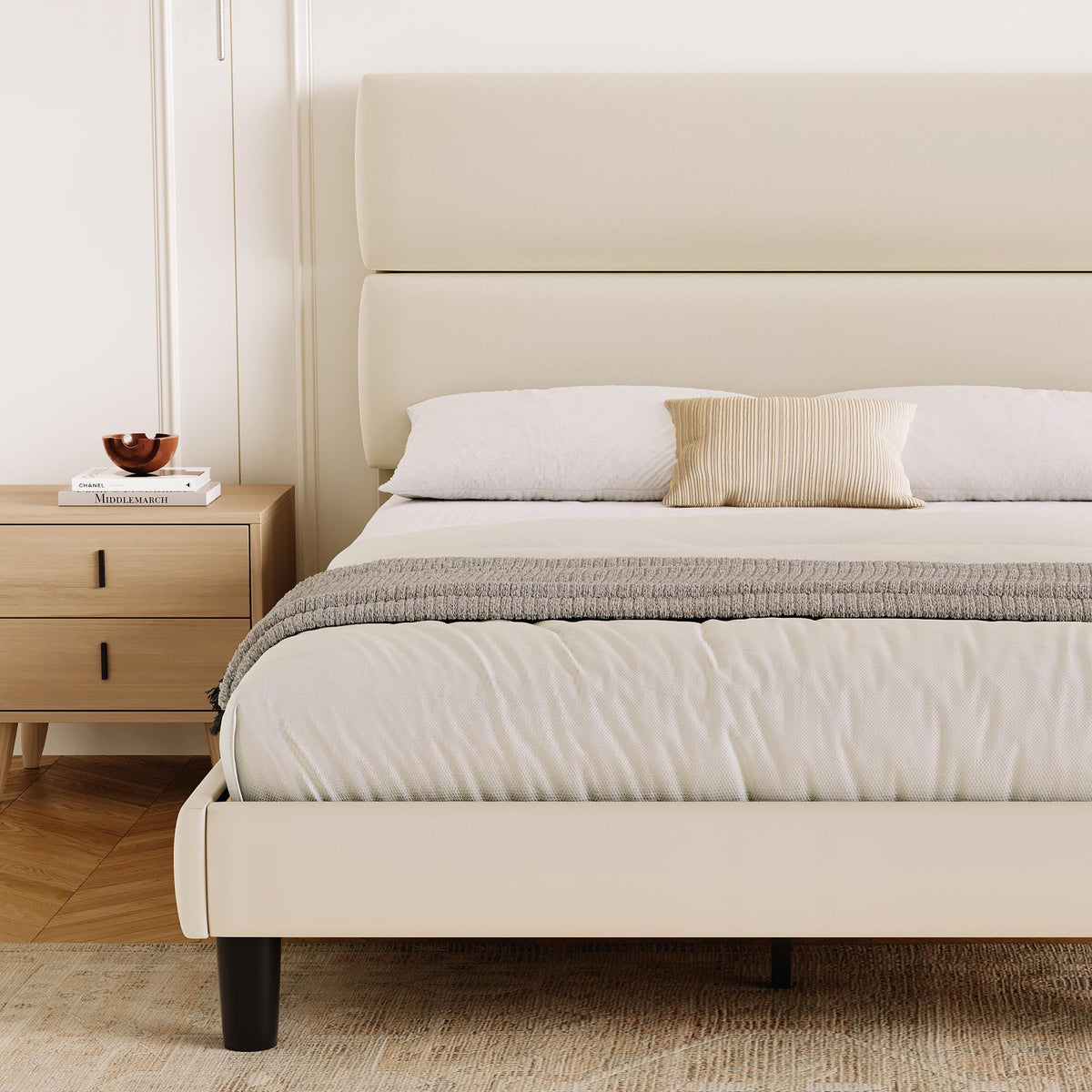 Queen Size Velvet Upholstered Platform Bed Frame F1010