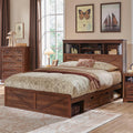 Queen Size Wood Bed Frame with Storage Headboard and 4 Drawers O867660