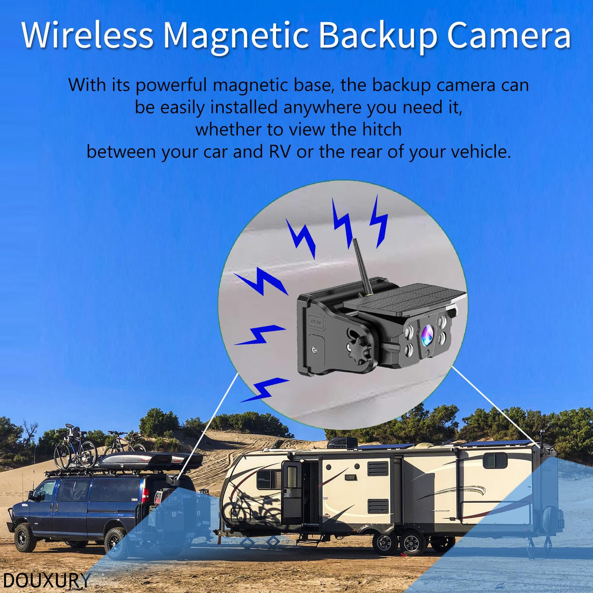 Solar Magnetic Wireless Backup Camera with 5" 1080P Monitor C177713