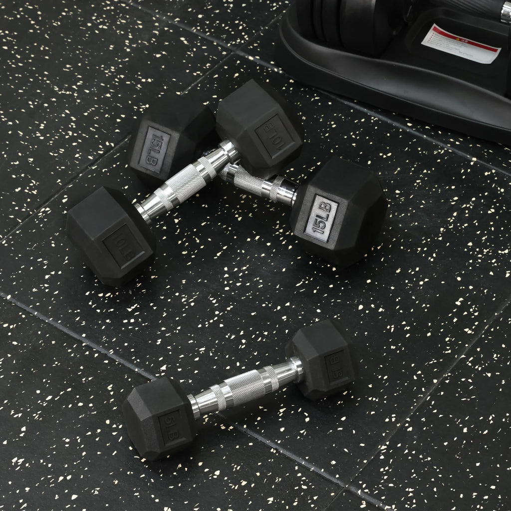 Rubber Encased Hex Dumbbells Q5383