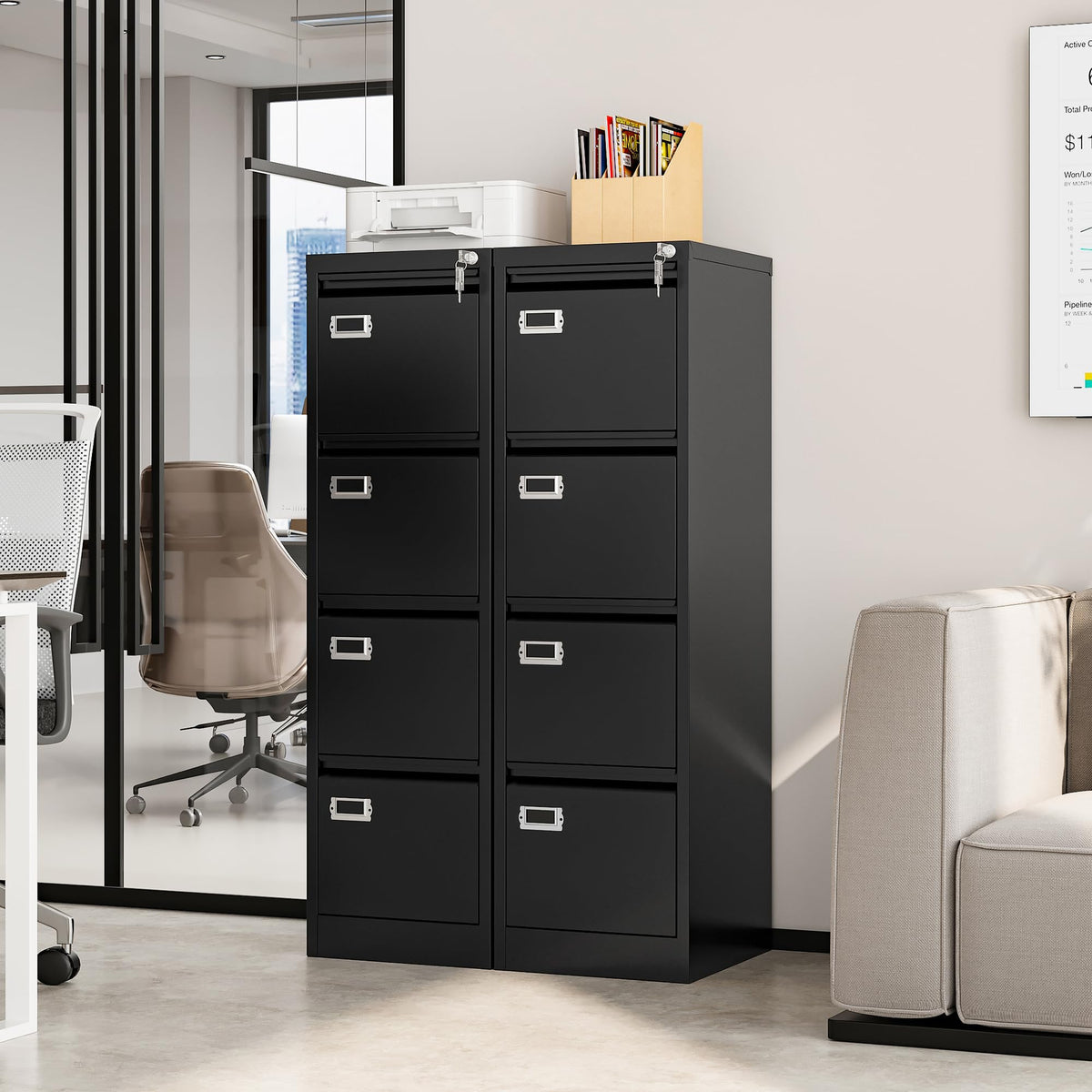 4 Drawer Metal File Cabinet with Lock K893