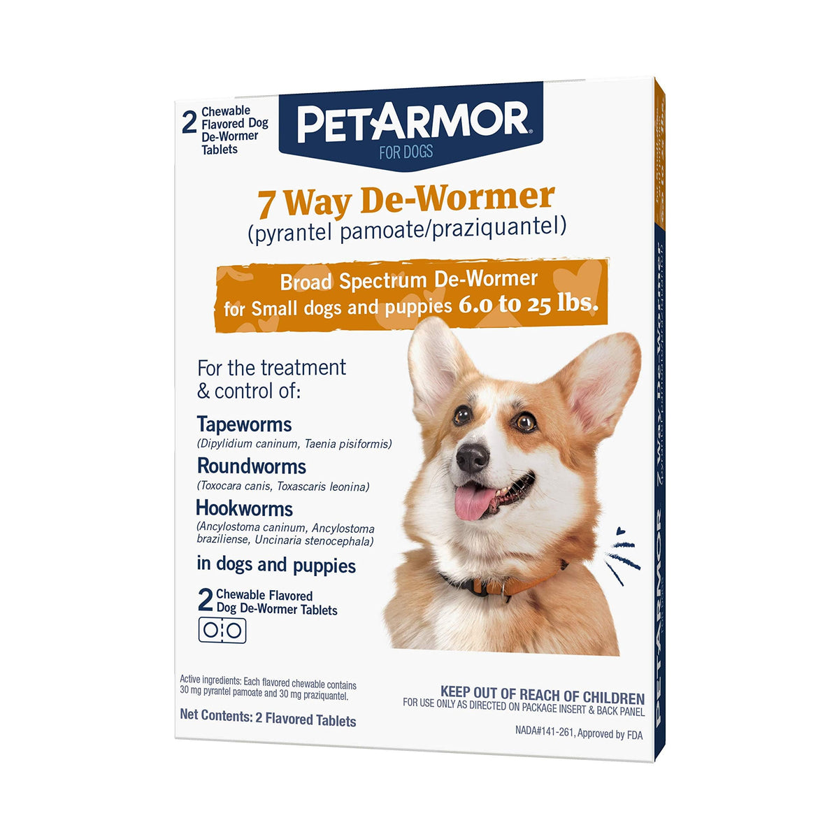 Dog Dewormer Small 6-25 lbs 2-Count Chewable O73486