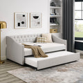 Upholstered Button Tufted Twin Size Daybed with Trundle B866