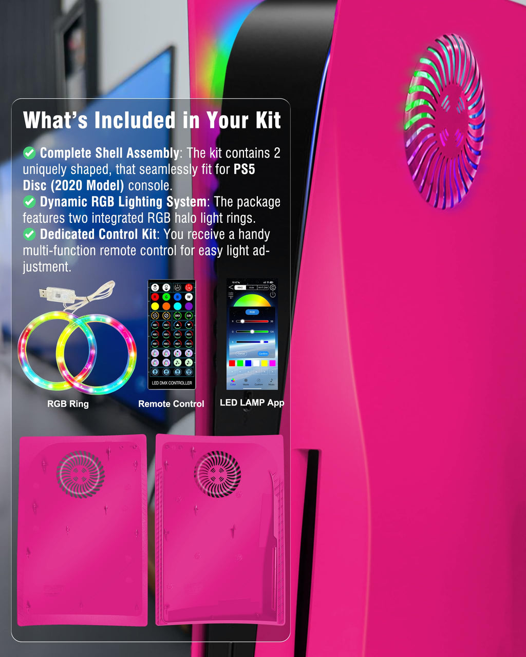 Nova Pink Vented Faceplate for PS5 Disc Edition E506