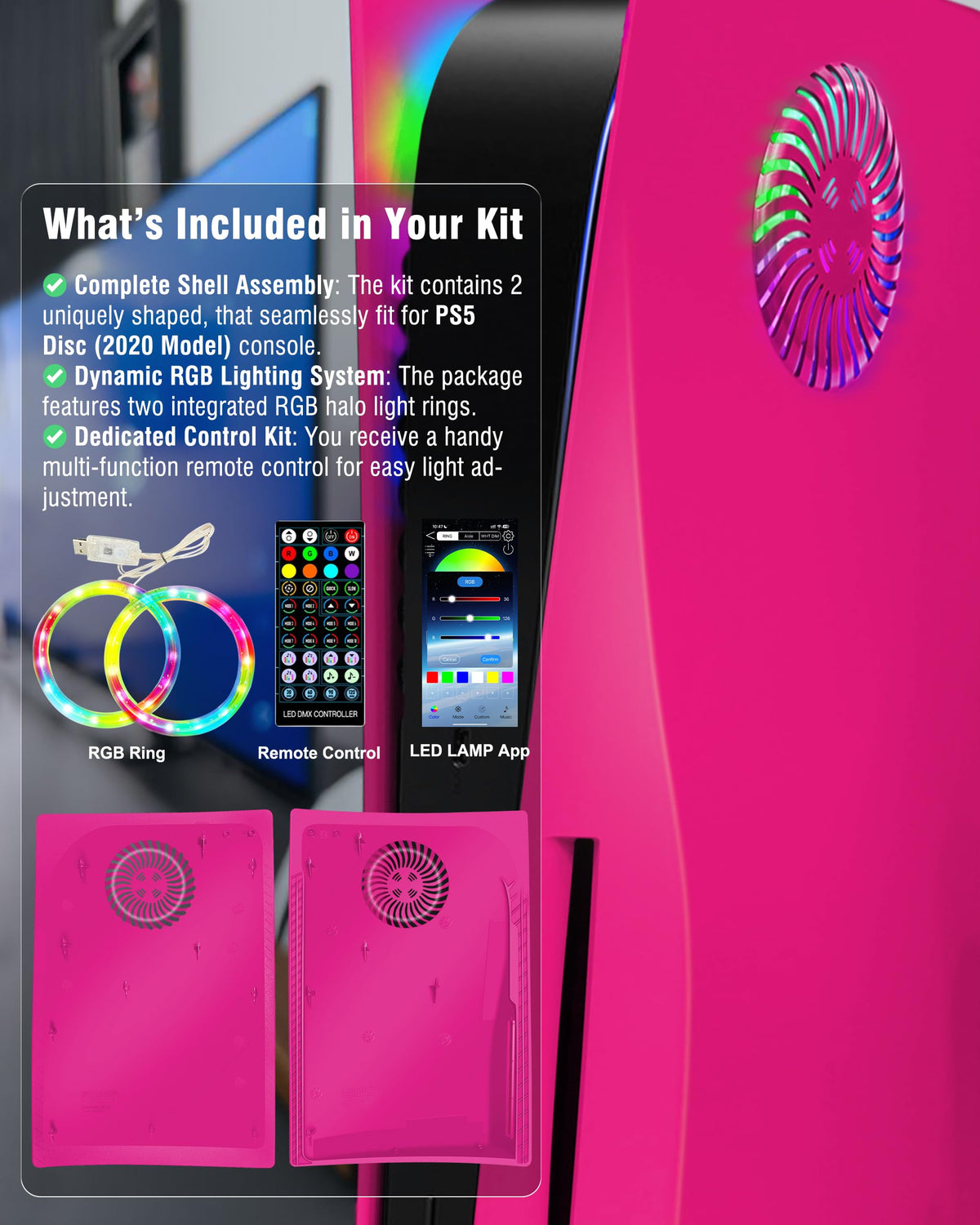Nova Pink Vented Faceplate for PS5 Disc Edition E506