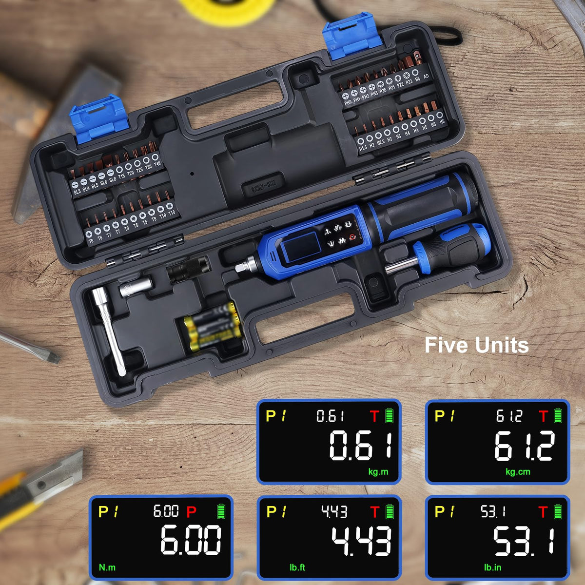 46 Pcs Digital Torque Screwdriver Set 1/4" Adjustable Q896