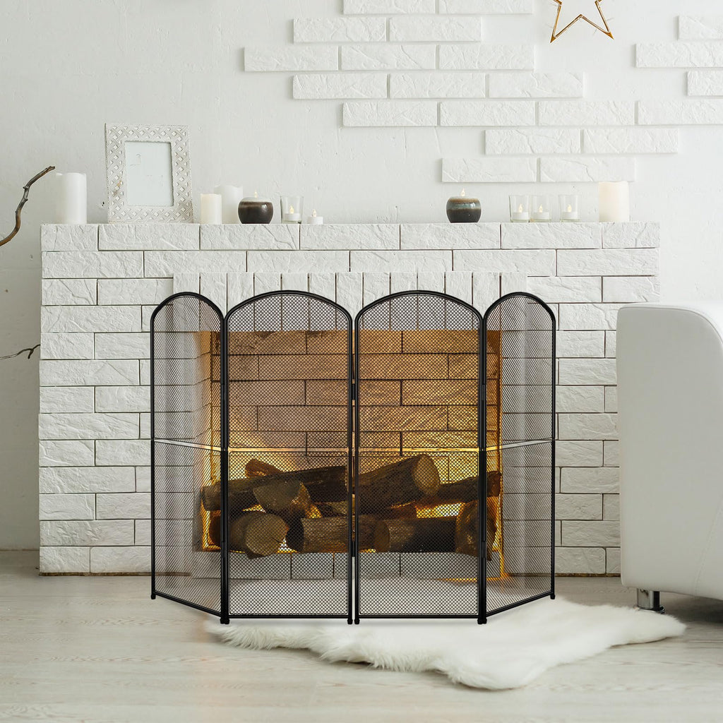 Black Foldable Fireplace Screen H1933