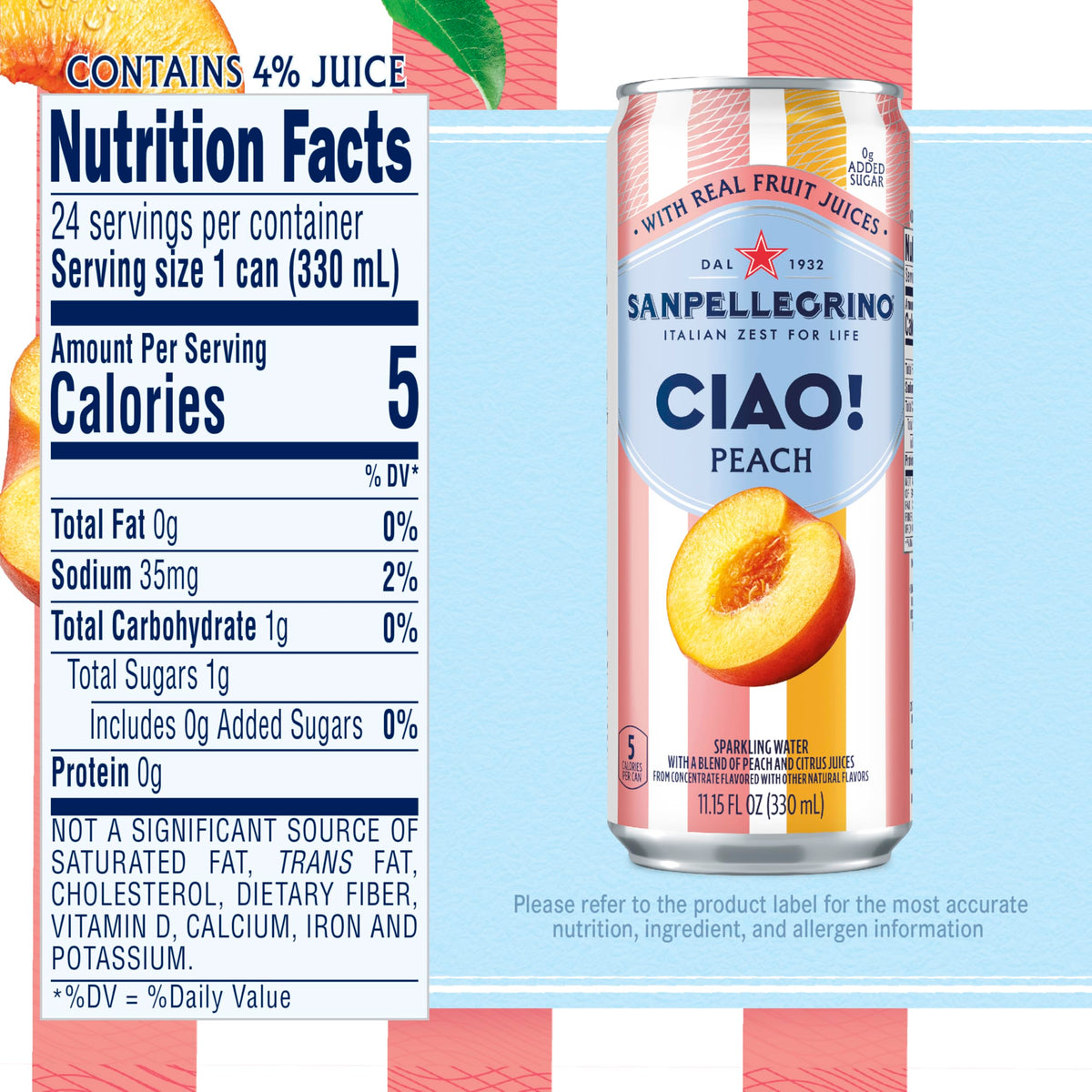 Peach Sparkling Water 24 Pack M4244