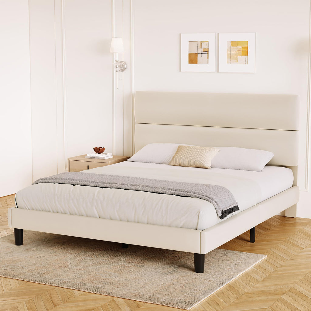 Queen Size Velvet Upholstered Platform Bed Frame F1010