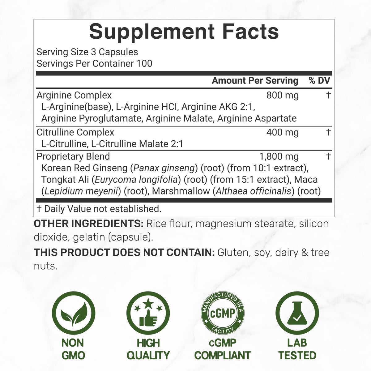 3,000mg 300 Capsules Nitric Oxide Supplement B3668