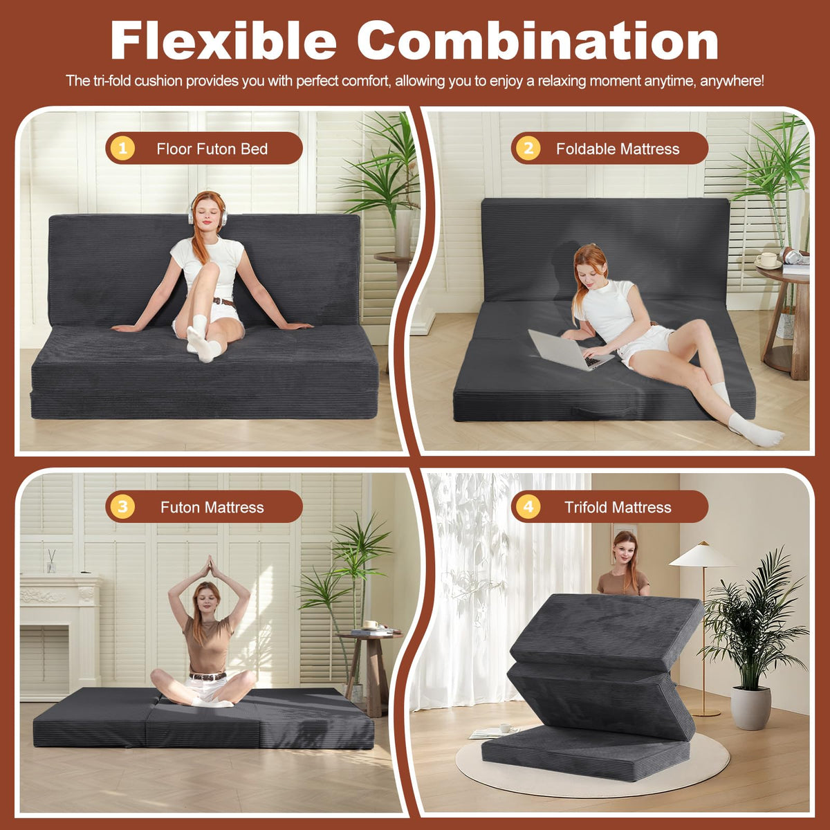 6-Inch Tri-Fold Foldable Mattress T998