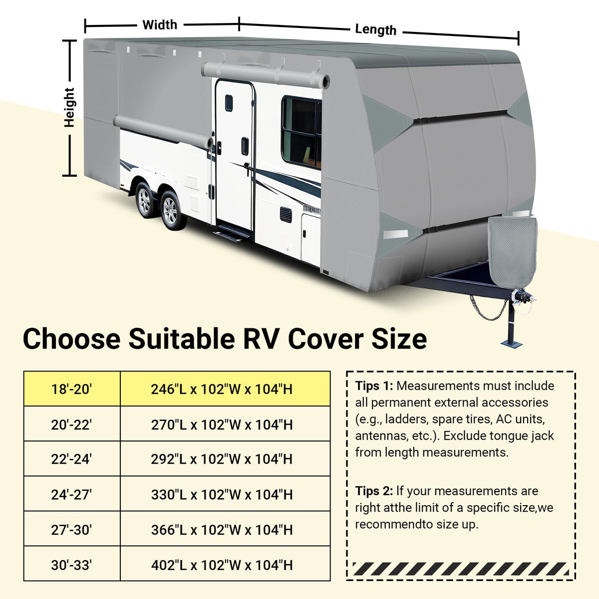 18-20 ft Travel Trailer RV Cover P703