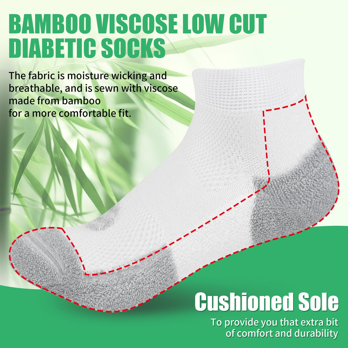 Low Cut Diabetic Socks 6 Pairs X6469