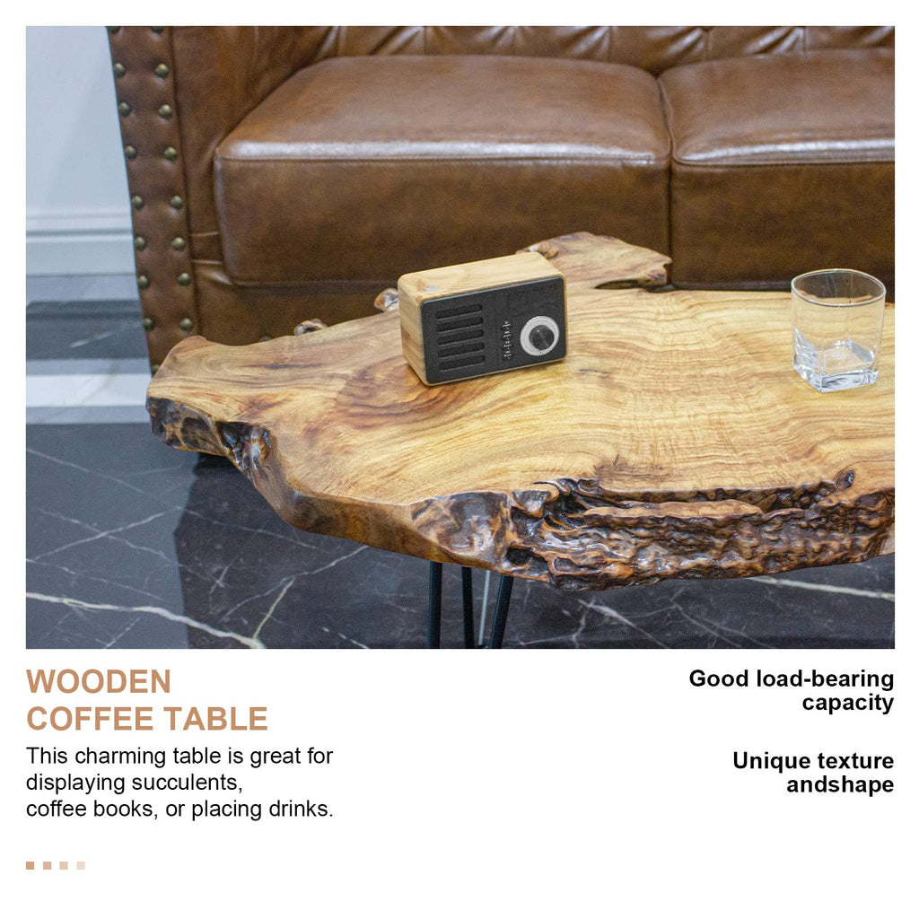 Natural Wood Coffee Table with Metal Hairpin Legs X41774