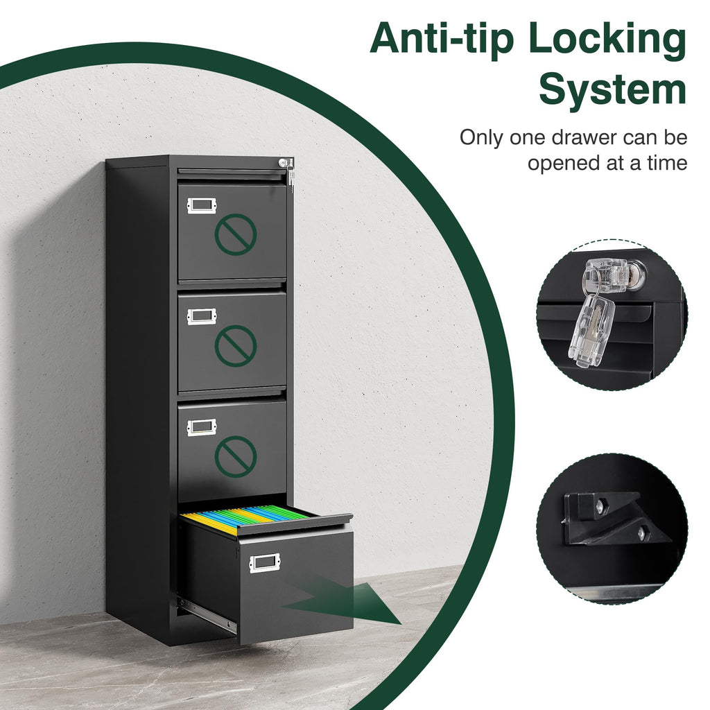 4 Drawer Metal File Cabinet with Lock K893