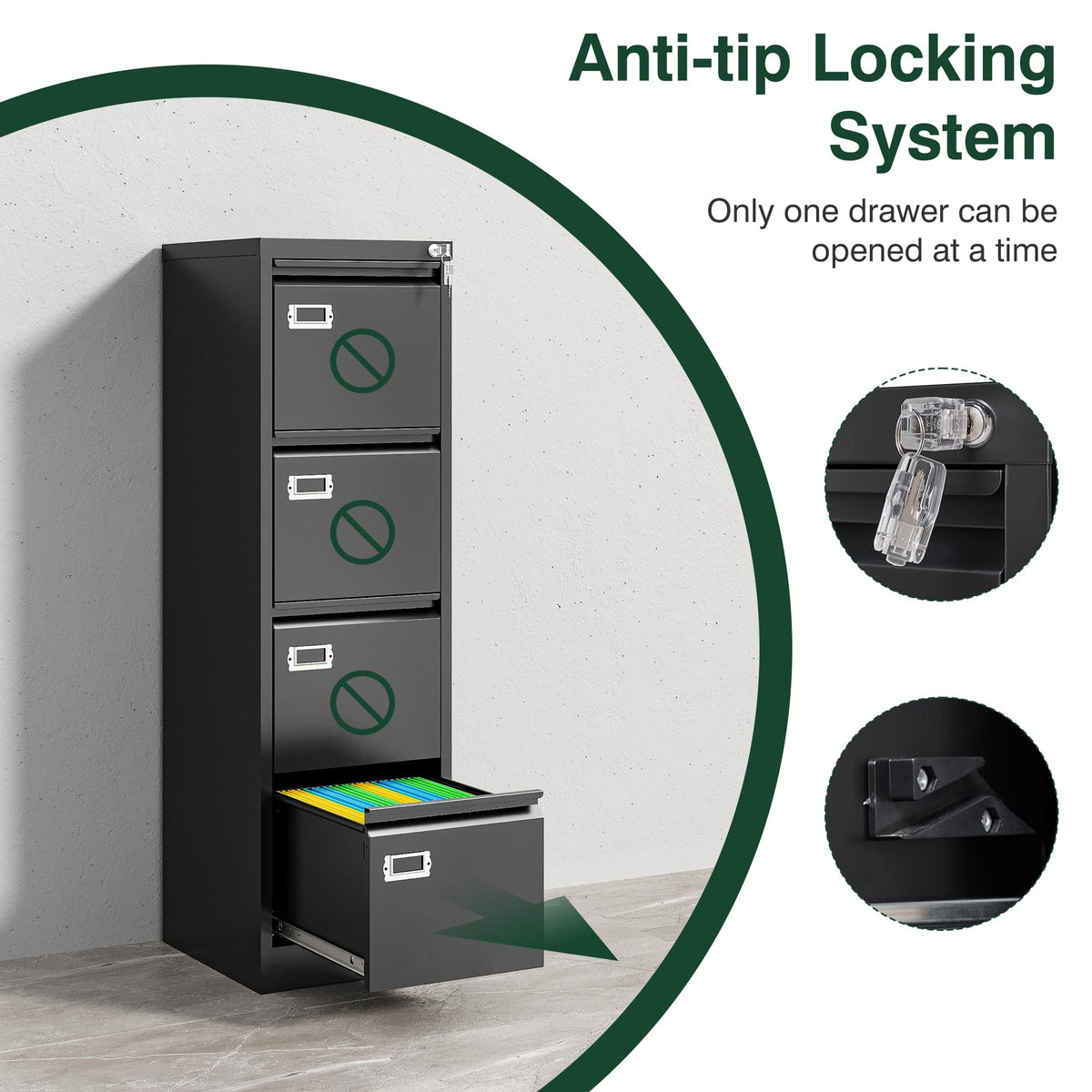 4 Drawer Metal File Cabinet with Lock K893