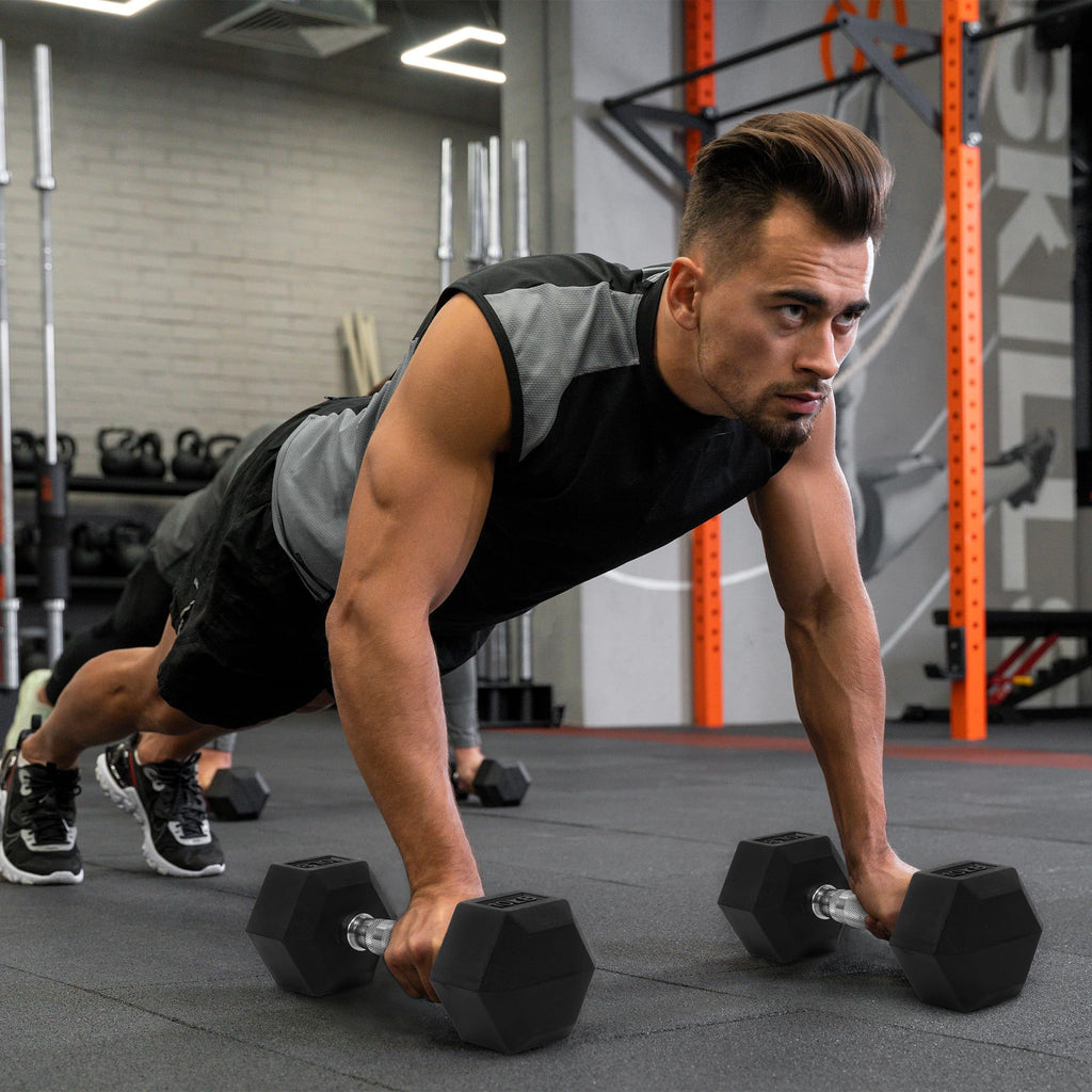 Rubber Encased Hex Dumbbells Q5383