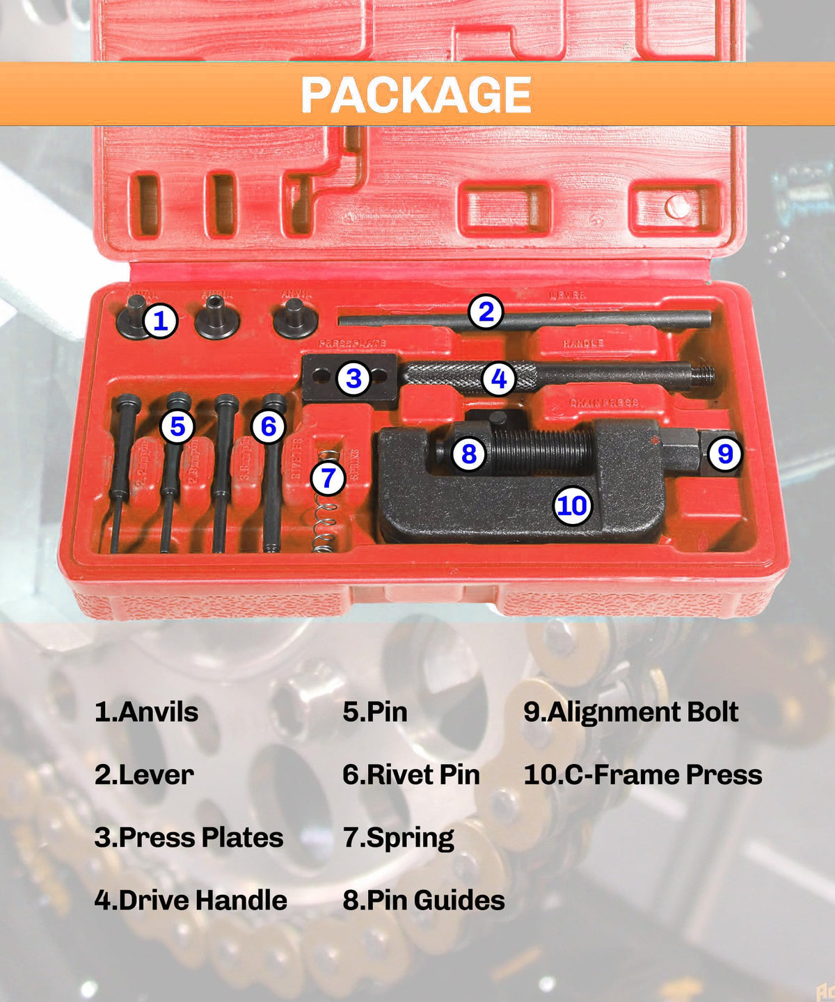 19PCS Chain Breaker Bike Tool Kit S991