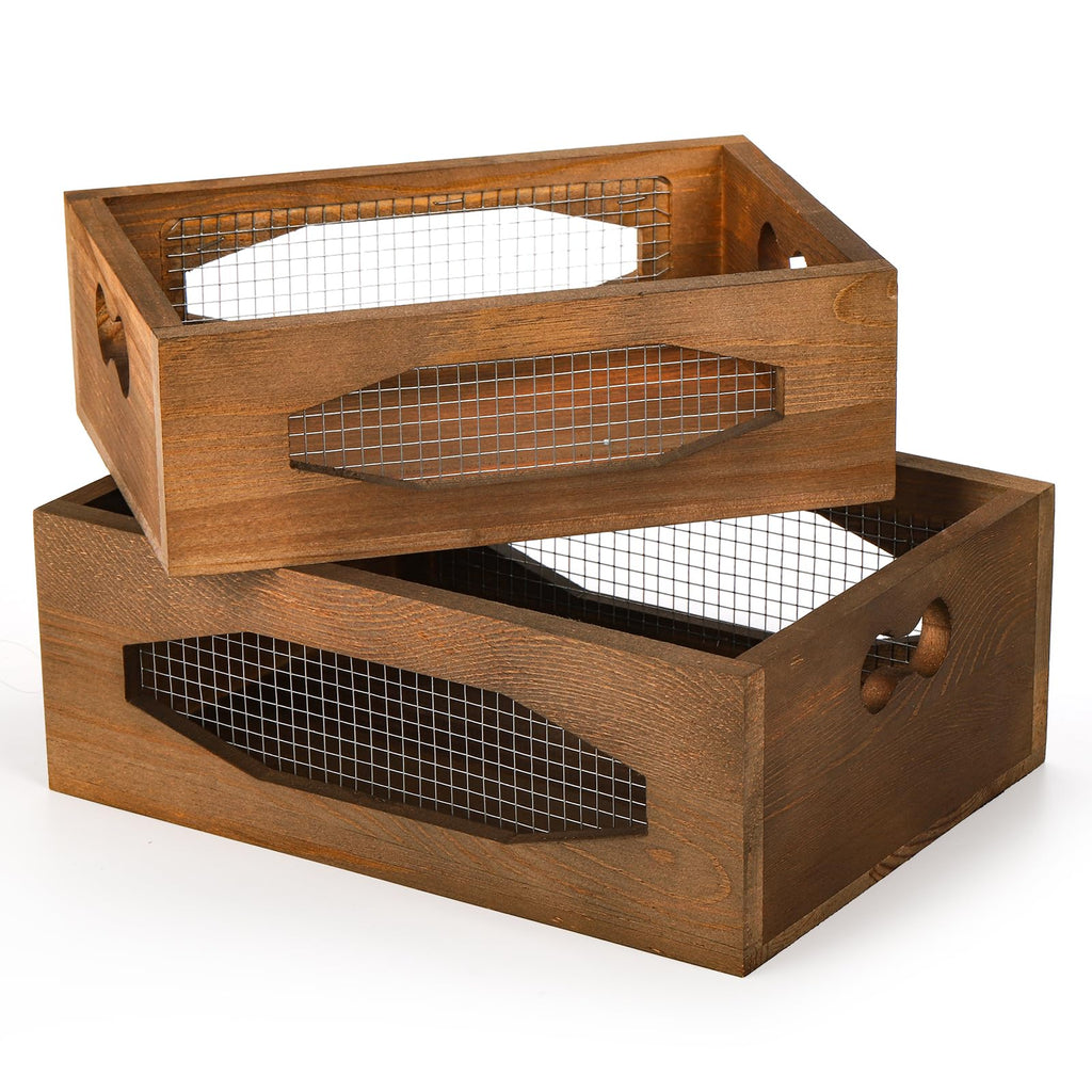 Set of 2 Wooden Nesting Countertop Baskets W72503