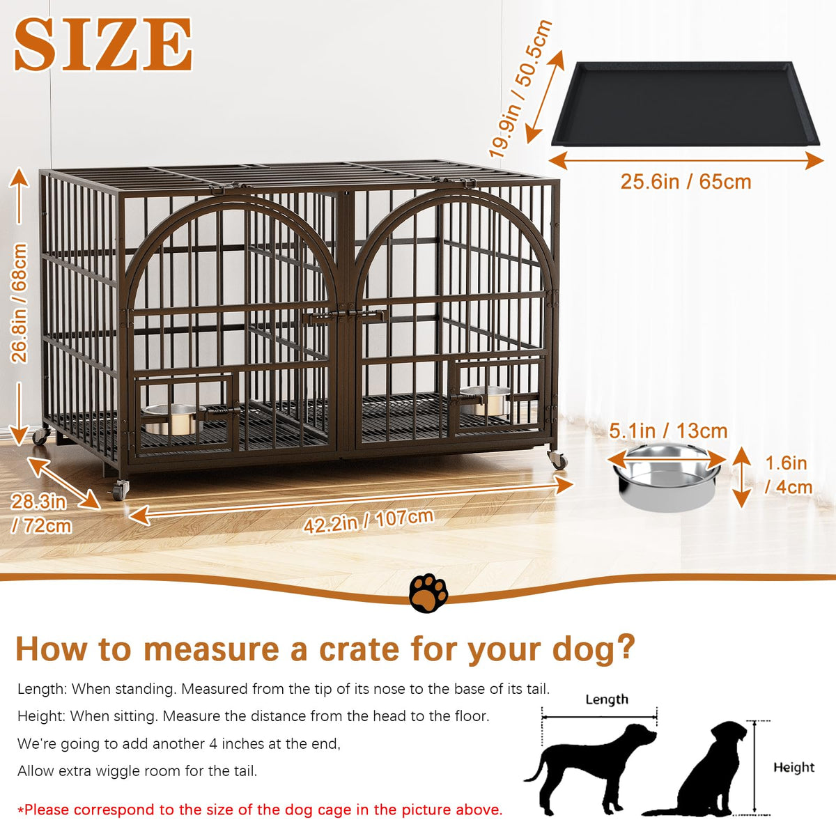 42" Heavy Duty Metal Dog Crate with Divider Q500915