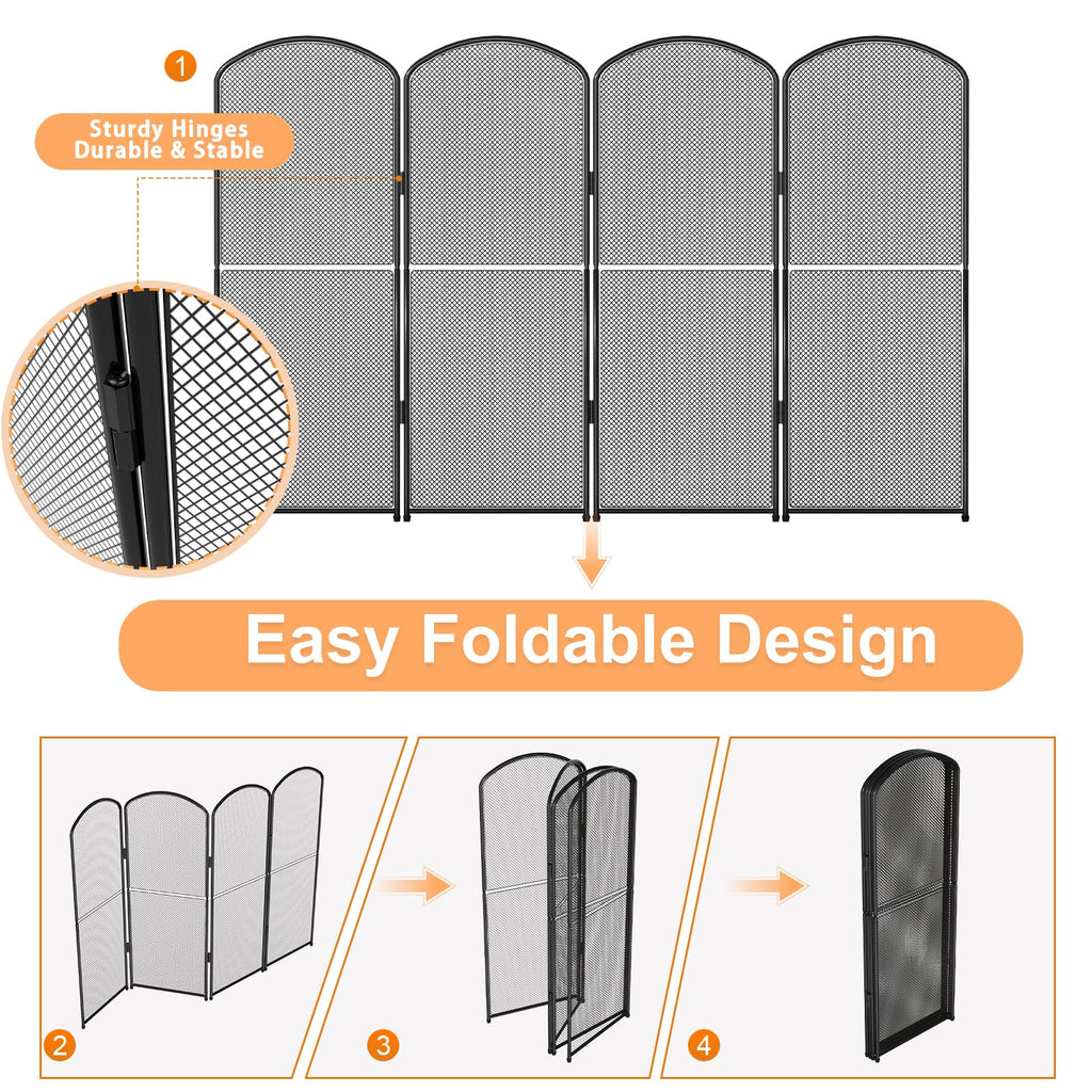 Black Foldable Fireplace Screen H1933