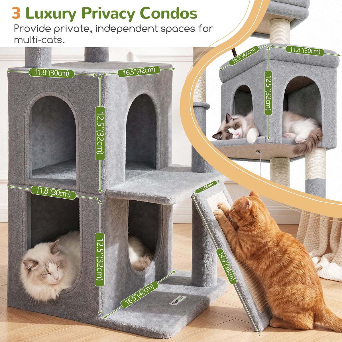 70 inch Light Grey Cat Tree Condos G76876