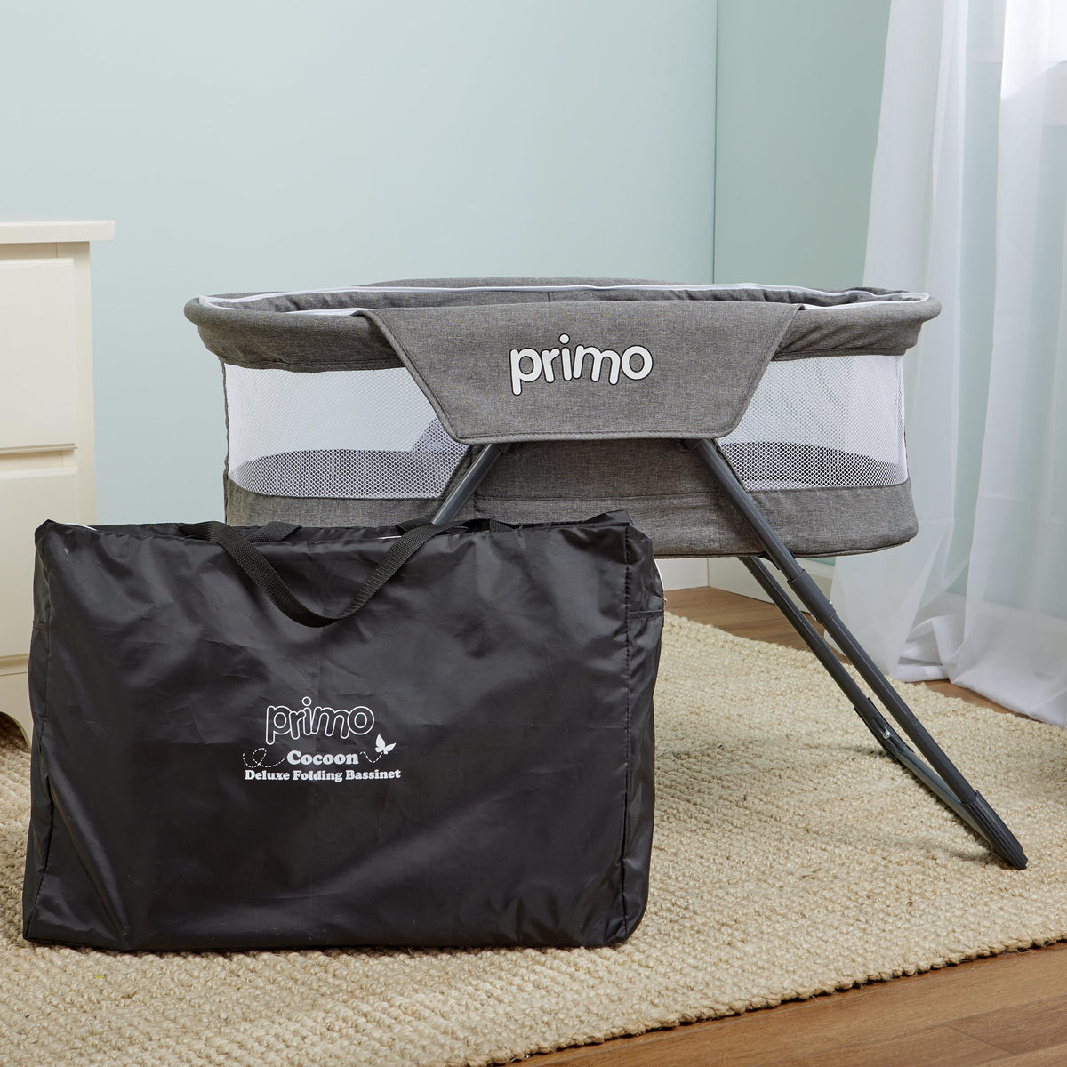 Lightweight Folding Travel Bassinet with Mesh Canopy and Carrying Tote Bag C66805